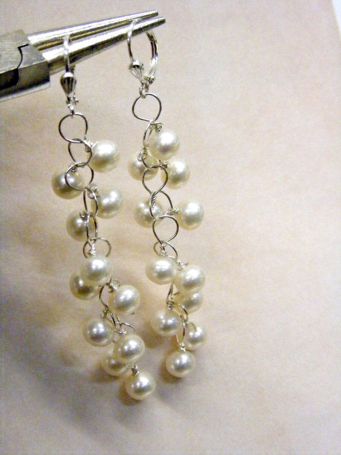 White Freshwater Pearl Garland Earrings - Etsy