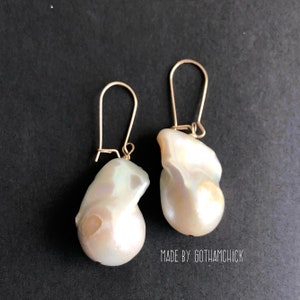 Mutya Baroque White Large Freshwater Pearl Diva Earrings V - Free Shipping to anywhere in the US