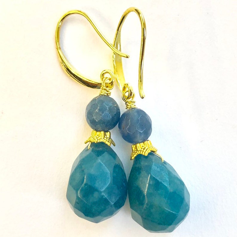 Nene Blue Dyed Jade Stack Earrings image 9