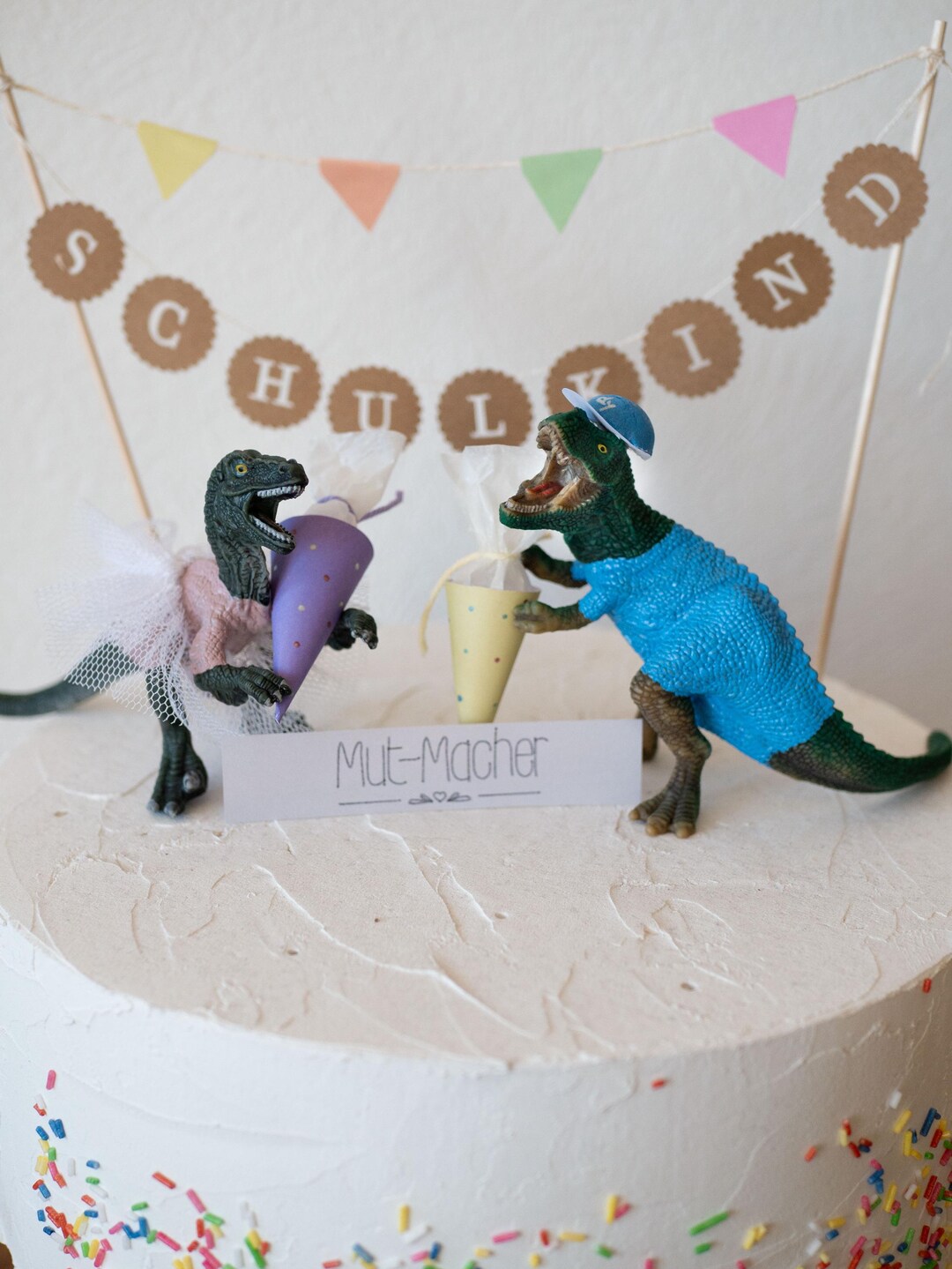 Dinosaurier Kuchen-Topper – 2 Stück, 13,6 X 12,3 Cm | Aus Glitzerkarton Für Geburtstag & Dino-Party