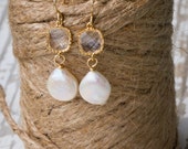 Brides Coin Pearl+Crystal Earrings|Wedding Earrings|Bridesmaid Earring Gift|Dainty Jewelry|Daint Dangles|Wedding Day Gifts