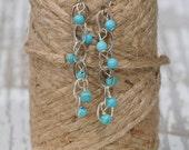 Bridesmaid Earrings: Turquoise Drop Beaded Earrings | Dangle + Drop | Something Blue Wedding Jewelry | Turquoise Jewelry | Cascading Jewelry