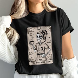 Baseball Mom Tarot Card Sublimation DTF Shirt PNG, Cool Skeleton Design, Gift for Baseball Mama, Halloween T-shirt, Game Day Style