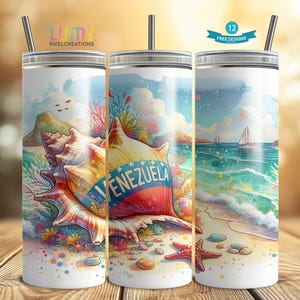 Venezuela Tumbler Wrap, Colorful Venezuelan Design for 20oz Skinny Tumblers, Expat Travel Cup Sublimation PNG, Instant Digital Download