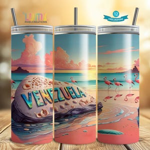 Venezuela Tumbler Wrap, Colorful Venezuelan Design for 20oz Skinny Tumblers, Expat Travel Cup Sublimation PNG, Instant Digital Download