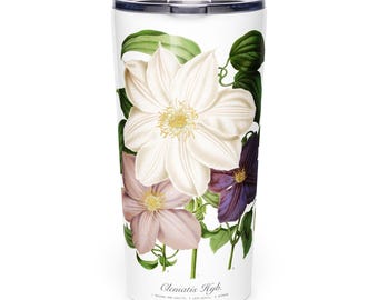 Colorful Clematis Trio 19th Century Floral Print Tapered stainless steel tumbler