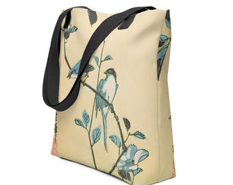 Japanese Vintage Print of Camellia With Birds Tote bag MEDIUM