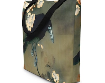 Crow and Blossom Vintage Japanese Print Tote bag LARGE