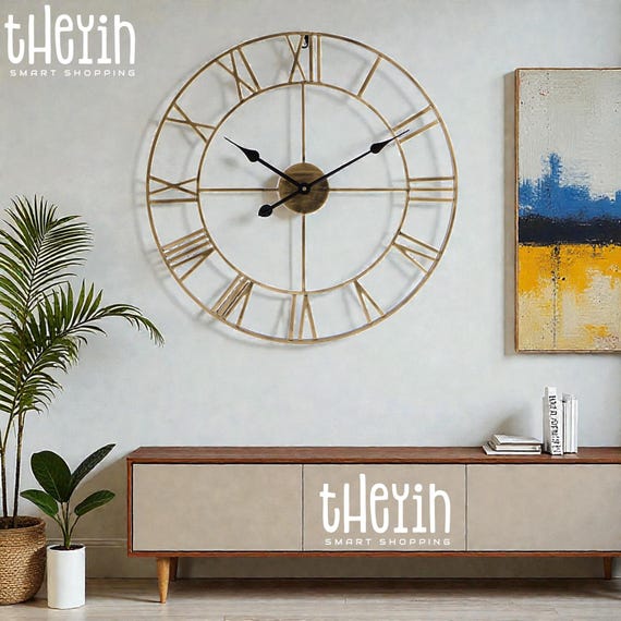 thumbnail interactive-video image 1 of Parkland 60cm Large Outdoor Wall Clock – Giant Roman Numerals, Open Face Metal 1 of 5