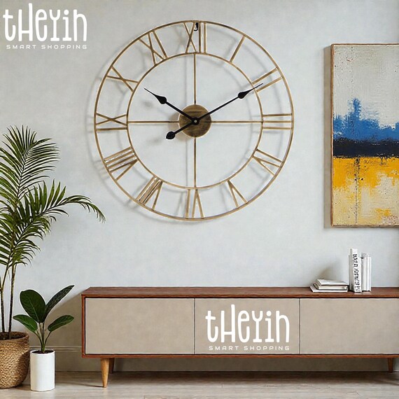 Parkland 60cm Large Outdoor Wall Clock – Giant Roman Numerals, Open Face Metal