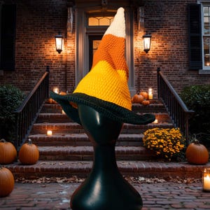 Crochet Candy Corn Witch Hat