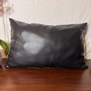 Black Leather Lumbar Pillow Home Decor for Modern Long Pillows Black ...