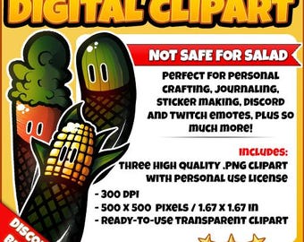 Not Safe for Salad DISCOUNT BUNDLE | Clipart .PNG, Digital Journal, Silly Vegetables Printable, Food Selling, Party Supplies, Adult Humor