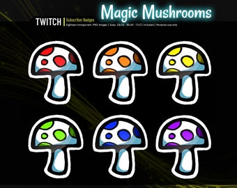 Twitch Badges | Magic Mushroom | Twitch Loyalty | Cute and Easy