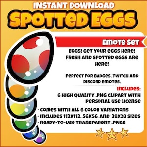 Spotted Eggs Emote| Twitch Loyalty Badges | Loyalty | Cute and Easy 6 Colors