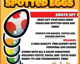 Spotted Eggs Emote| Twitch Loyalty Badges | Loyalty | Cute and Easy 6 Colors