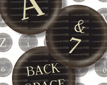 Typewriter Keys . Digital Collage Sheet 184 . Half inch circles