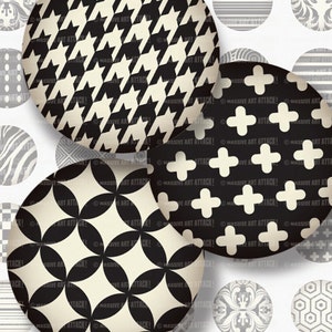 Könnte beinhalten: Drei Kreise mit geometrischem Muster in Schwarz und Weiß. Die Kreise überlappen sich und haben einen 3D-Effekt.