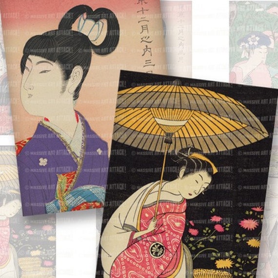 Japanese Woodblock Prints For Atc 2 5 X 3 5 Inch Digital Etsy Japanese Woodblock Prints For Atc 2 5 X 3 5 Inch Digital Etsy