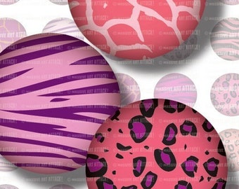 Pink & Purple Animal Print . Digital Download 105 . 1 inch circles