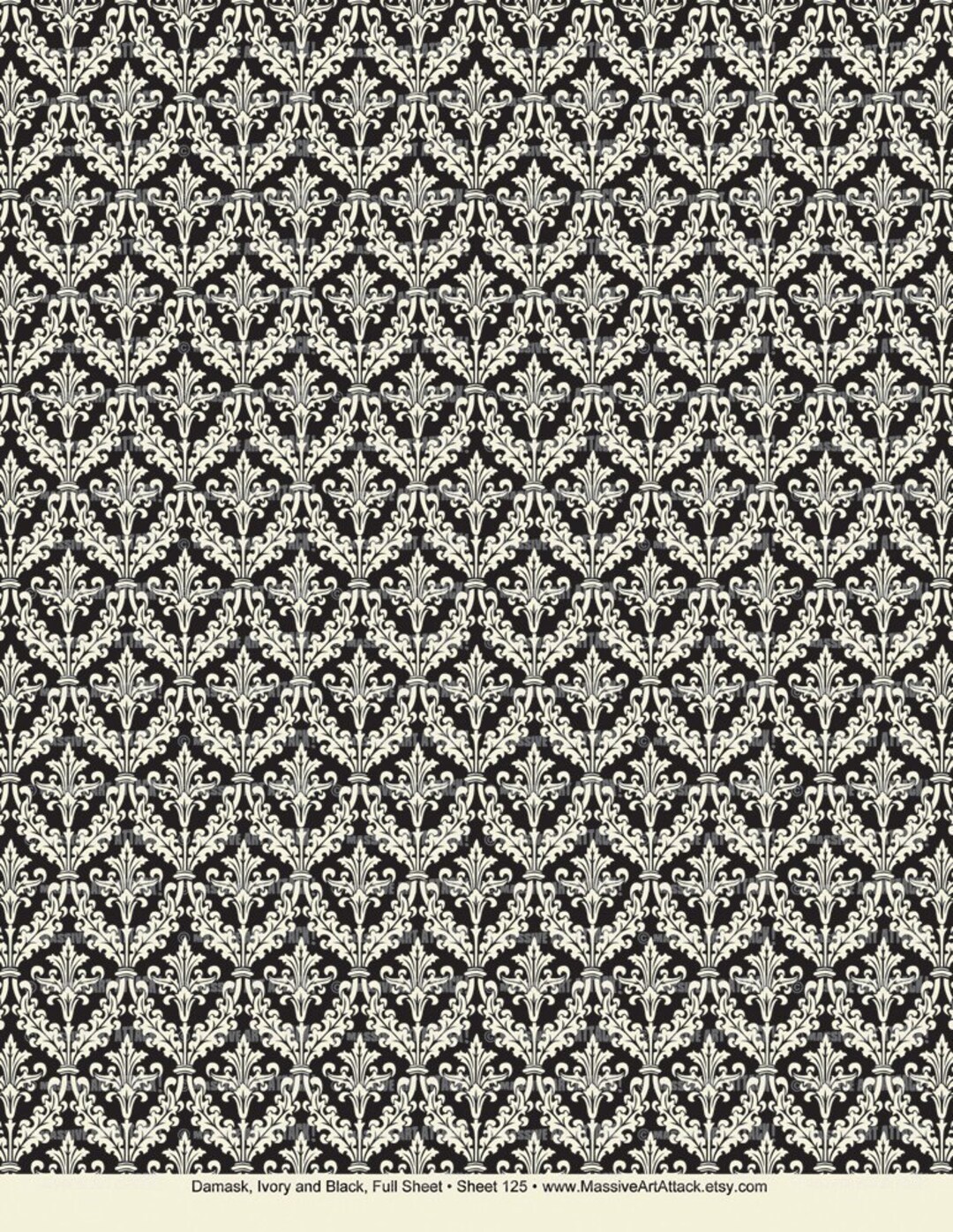 Wedding Invitations . Black &amp; White Damask . Printable Digital Collage ...