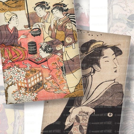 Atc Size 2 5 X 3 5 Inch Rectangles Japanese Woodblock Etsy Atc Size 2 5 X 3 5 Inch Rectangles Japanese Woodblock Etsy