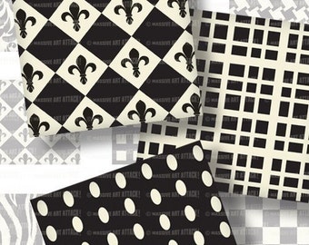 Pattern Embellishments . Fleur De Lis, Geometrics . Digital Collage Sheet 135 . 2 inch squares