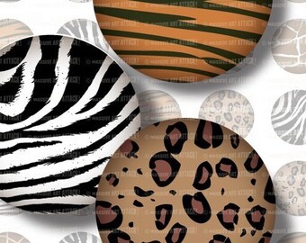 Digital Collage Sheet 106 . Animal Print . 1 inch circles