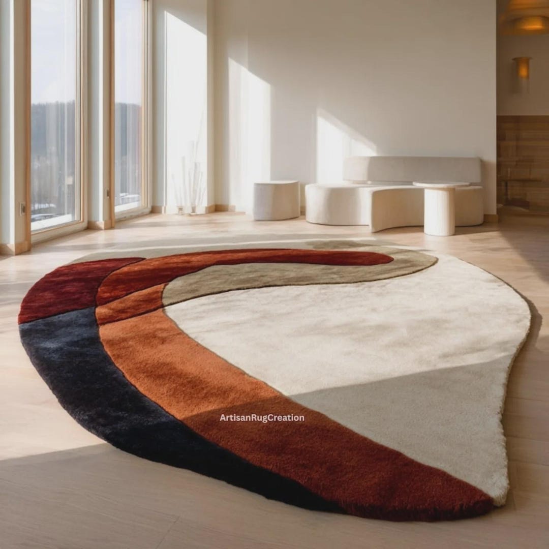 Handmade Irregular Shape Wool Rug, Modern Abstract Area Rug, Custom ...