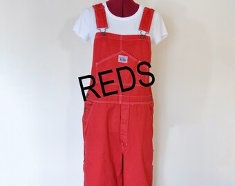 red denim overalls mens