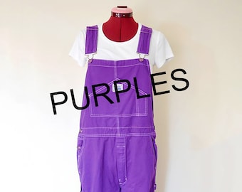 CUSTOM DYED Purple Bib Overall Pants - Violet Plum Lilac Dyed Adult Youth Overalls Shorts - Waist 30, 32, 34, 36, 38, 40, 42, 44, 46, 48, 50