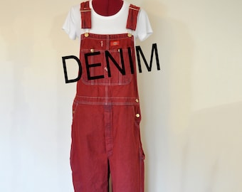 red denim overalls mens