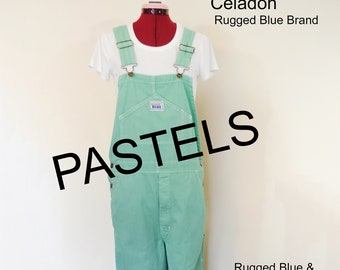 CUSTOM DYED Pastel Bib Overall Pants - Pink Peach Yellow Dyed Adult Youth Overalls Shorts - Waist 30, 32, 34, 36, 38, 40, 42, 44, 46, 48, 50