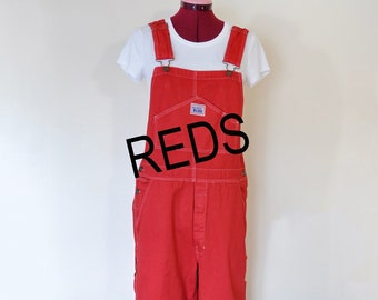 CUSTOM DYED Red Bib Overall Pants - Scarlet Cherry Wine Dyed Adult Youth Overalls Shorts - Waist 30, 32, 34, 36, 38, 40, 42, 44, 46, 48, 50