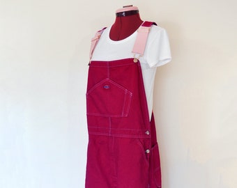 Wine Men&#39;s Large Bib OVERALL Pants - Wine Dyed NEW Dickies Painters Cotton Overalls - Adult Unisex Large (42W x 32L)