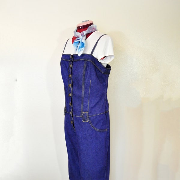 Purple XL Denim BODY SUIT - Violet Dyed Vintage Upcycled Bisou Bisou Jump Suit Overall - Adult Womens Size Extra Large (40 chest 40 Waist)