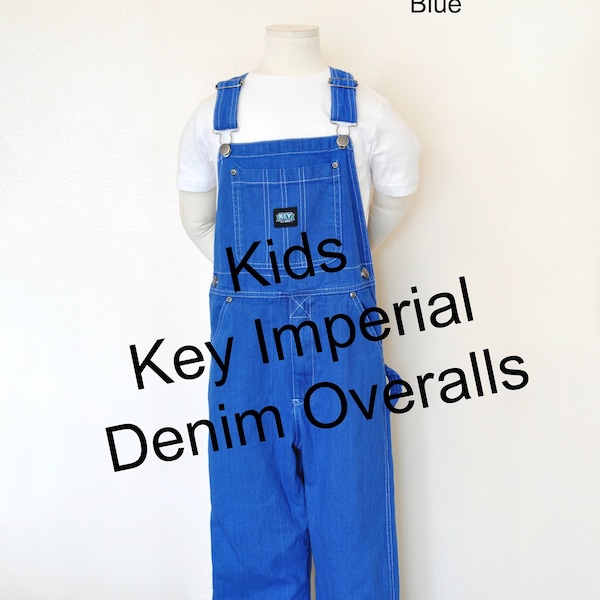 CUSTOM DYED Kids Denim Bib Overall Pants - Boys Girls Key Imperial Blue Green Red Violet Dyed Children's 4, 5, 6, 7, 8, 10, 12, 14, 16, 18