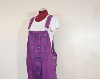 Pink Mens XL Bib OVERALL Pants - Fuchsia Pink Dyed Upcycled Big Smith Cotton Denim Overalls - Adult Mens Womens Extra Large (48 w x 29L)