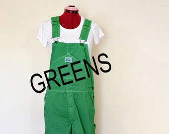 CUSTOM DYED Green Bib Overall Pants - Kelly Teal Apple Dyed Adult Youth Overalls Shorts - Waist 30, 32, 34, 36, 38, 40, 42, 44, 46, 48, 50