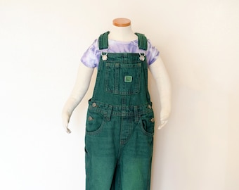 Green Dyed Kids 3T Upcycled Old Navy Denim Bib OVERALL Pants (24W x 18L)