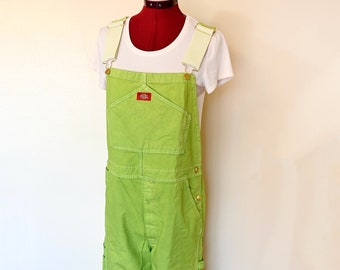 Lime Mens Small Bib OVERALL Pants - Green Dyed NEW Dickies Cotton Painters Overalls - Adult Mens Womens Size Small Medium (32W x 30 L)
