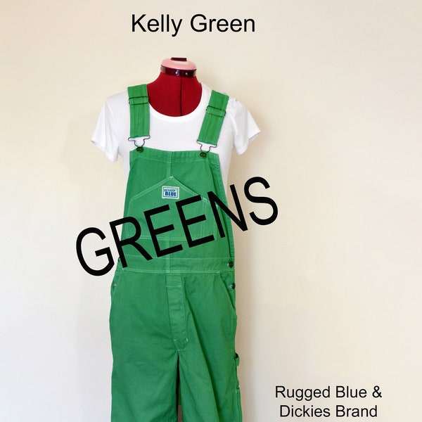 CUSTOM GEVERFDE Groene Bib Overall Broek - Kelly Teal Apple Geverfde Volwassen Jeugd Overalls Shorts - Taille 30, 32, 34, 36, 38, 40, 42, 44, 46, 48, 50