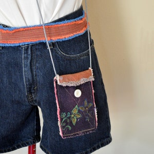 Dyed Denim Handy HANDBAG Satchel - Hand Made Urban Upcycled Rot Orange Gefärbt Bemalter Denim Geldbörse Over the Shulter Mini Bag Tote 90
