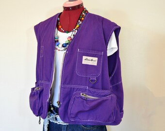 purple denim vest