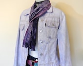 Lilac Jrs. Large Denim JACKET - Lavender Hand Dyed Upcycled Colin 39 s Denim Cropped Trucker Jacket - Adult Womens Juniors Large(38 quot chest)