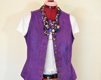 purple denim vest