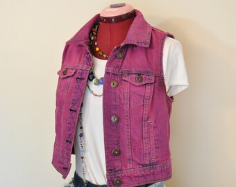purple denim vest