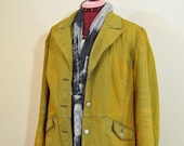 Gold Sz 14 Large Denim JACKET - Golden Topaz Dyed Upcycled Ann Taylor Loft Denim Blazer Jacket - Adult Womens Size 14 Large (46 chest)
