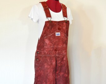 maroon overall shorts