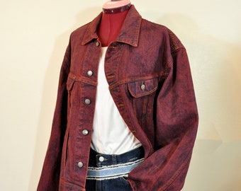 maroon denim jacket womens